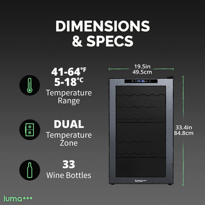 Luma® Shadowᵀᴹ Series Wine Cooler Refrigerator 33 Bottle